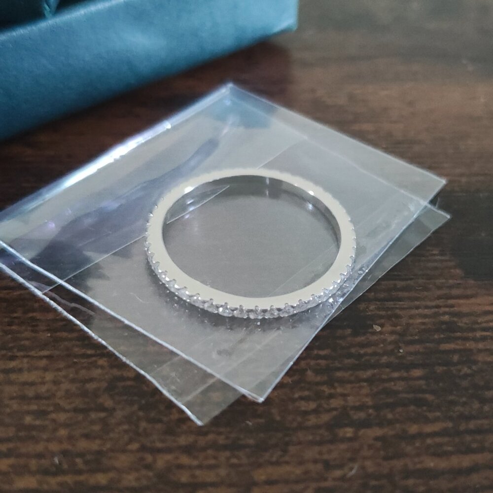 PAVOI Sterling Silver Eternity Band Ring – CZ Crystal Stackable Ring